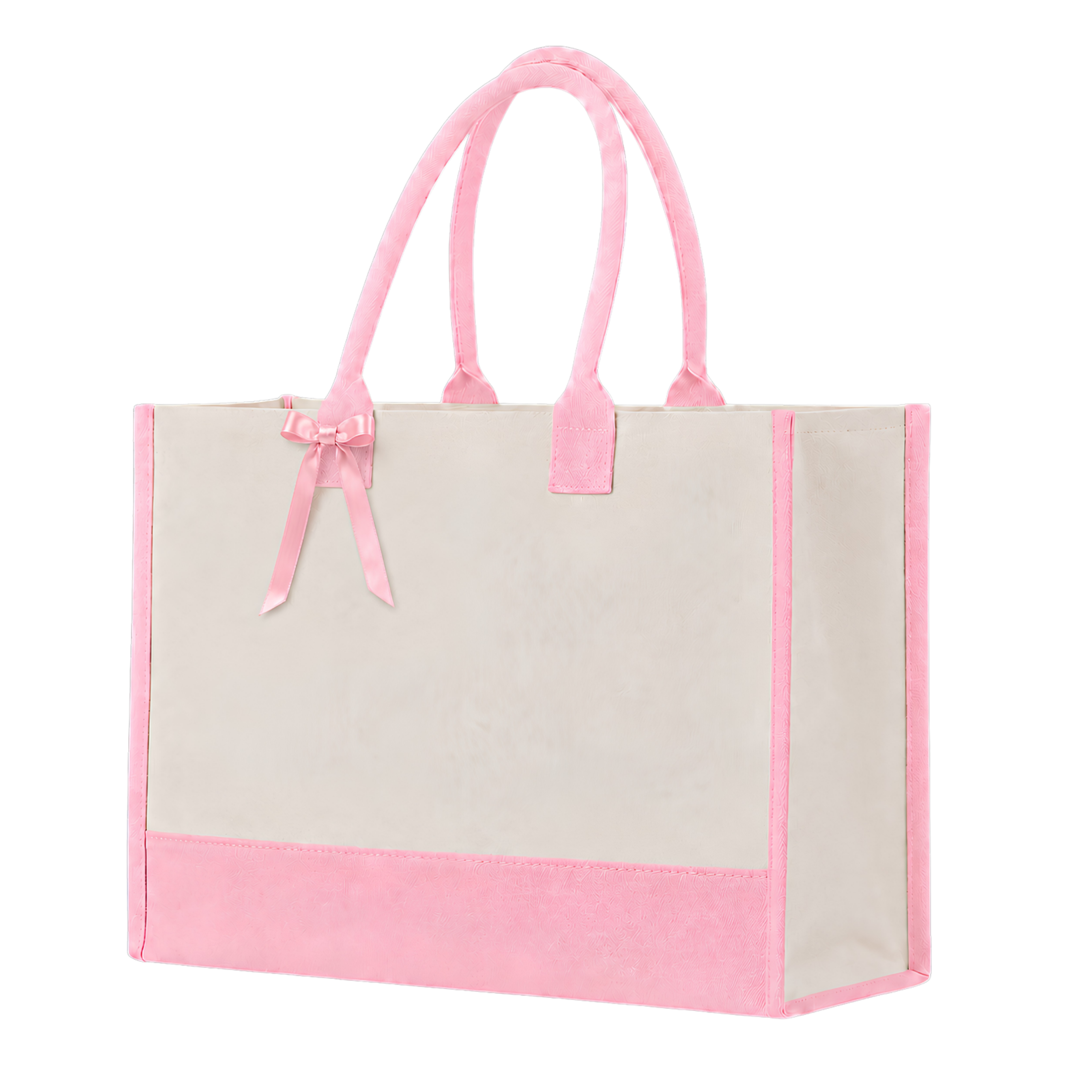 Cottonfelt Wedding Canvas Tote Bag with Ribbon & Bottom Board Support – Inside Laminated