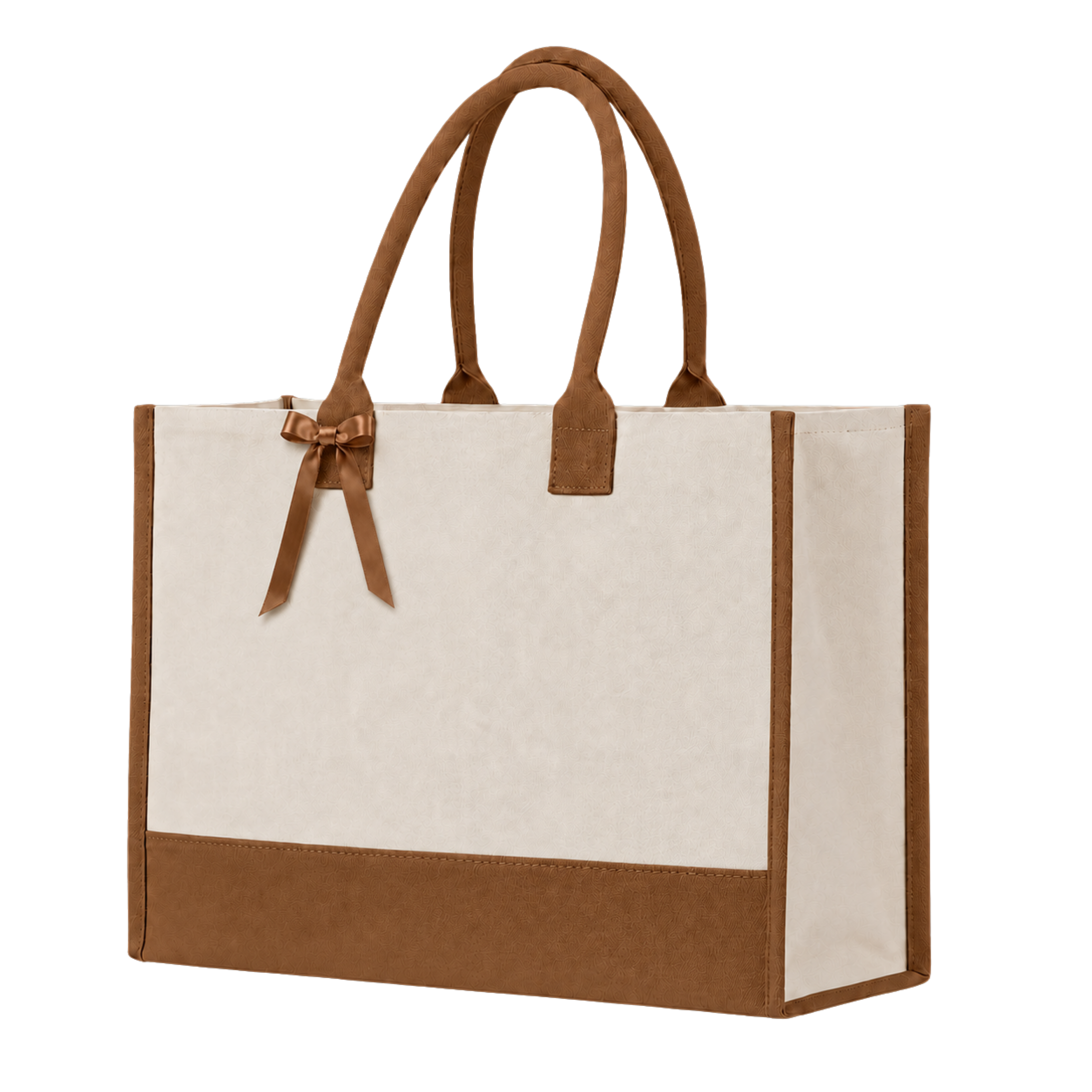 Cottonfelt Wedding Canvas Tote Bag with Ribbon & Bottom Board Support – Inside Laminated