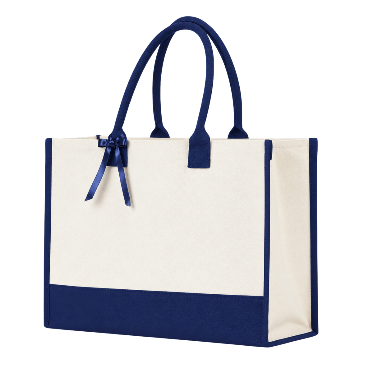 Cottonfelt Wedding Canvas Tote Bag with Ribbon & Bottom Board Support – Inside Laminated