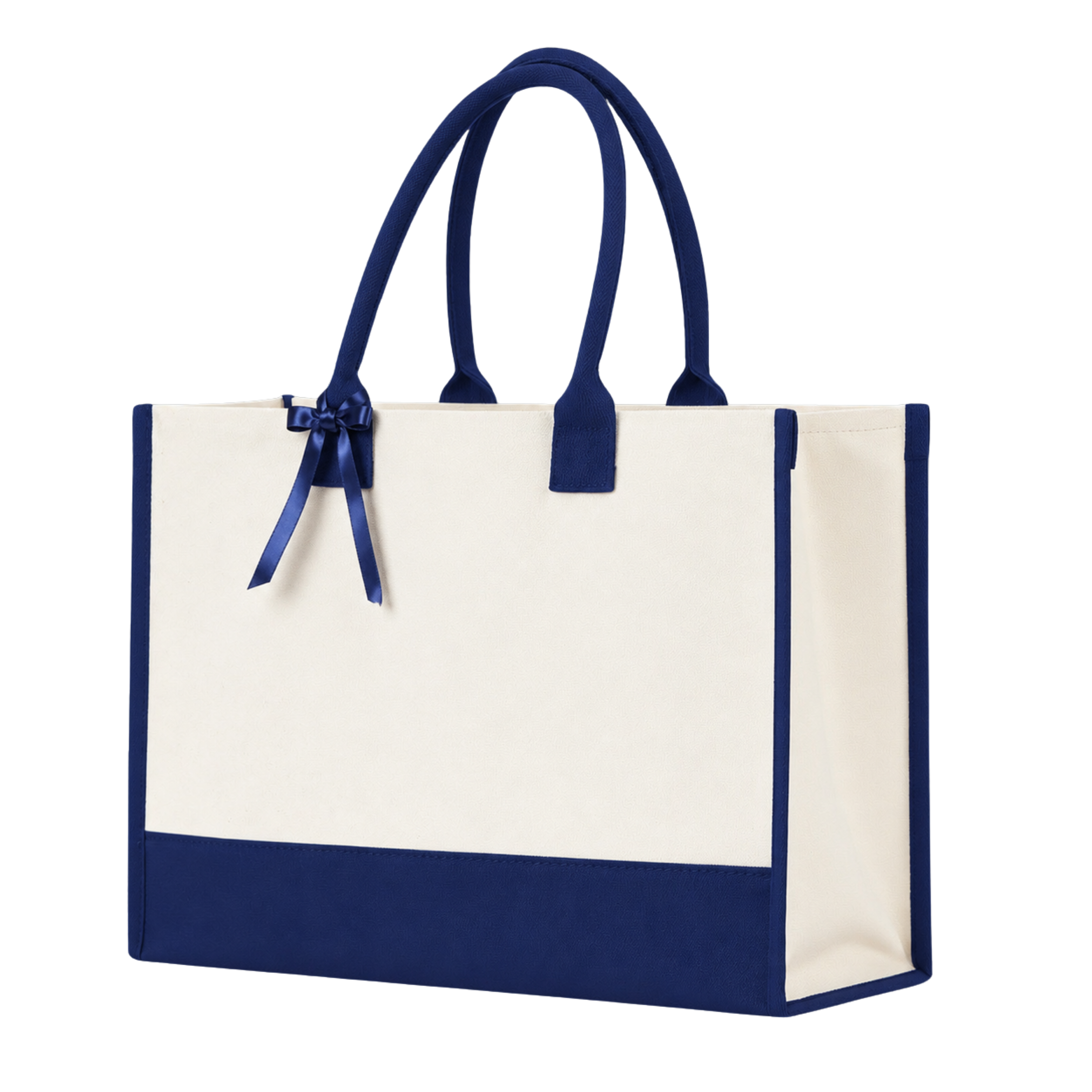 Cottonfelt Wedding Canvas Tote Bag with Ribbon & Bottom Board Support – Inside Laminated