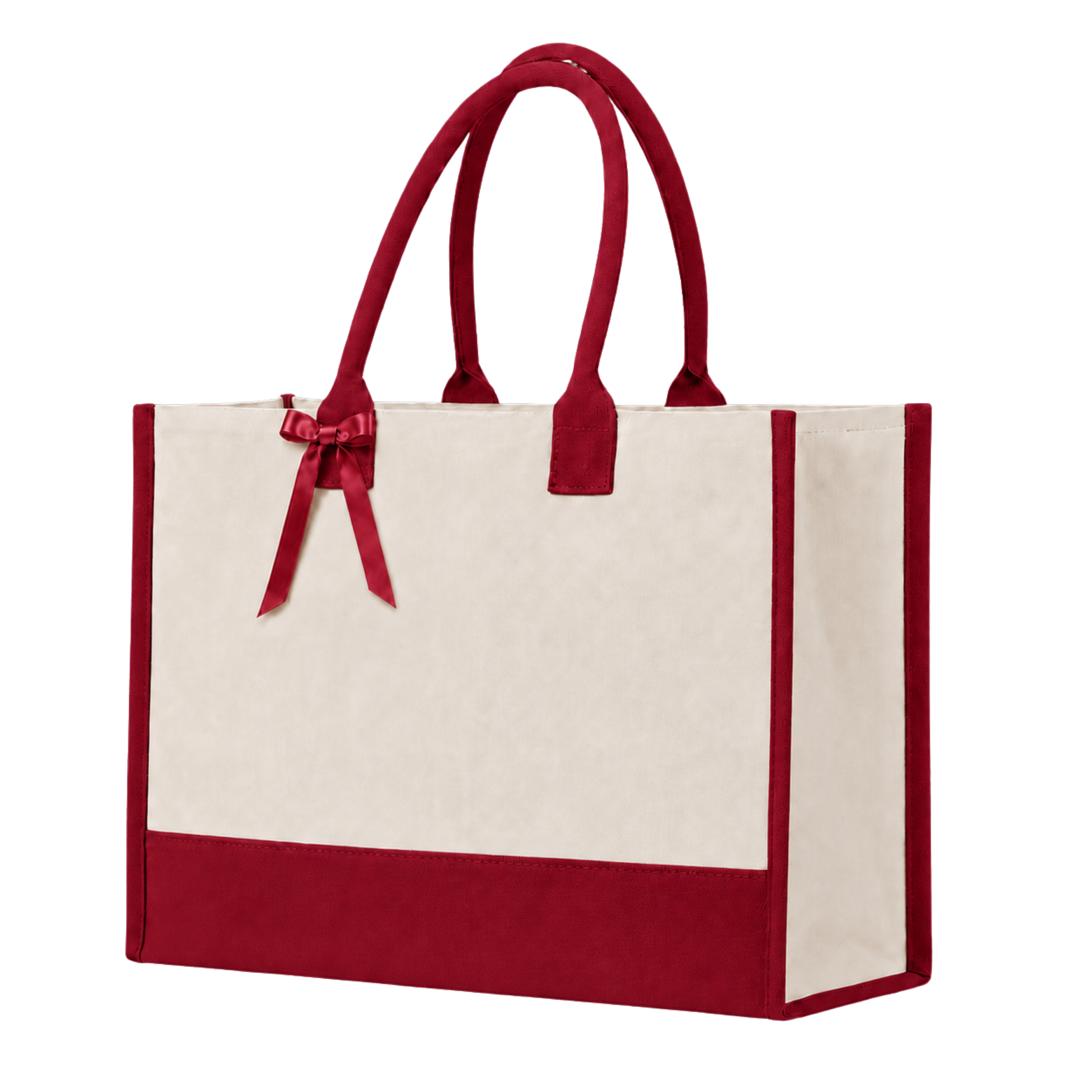 Cottonfelt Wedding Canvas Tote Bag with Ribbon & Bottom Board Support – Inside Laminated
