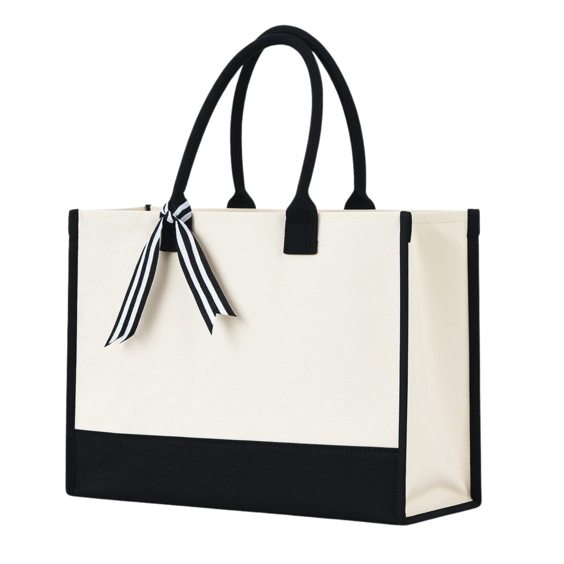 Cottonfelt Wedding Canvas Tote Bag with Ribbon & Bottom Board Support – Inside Laminated