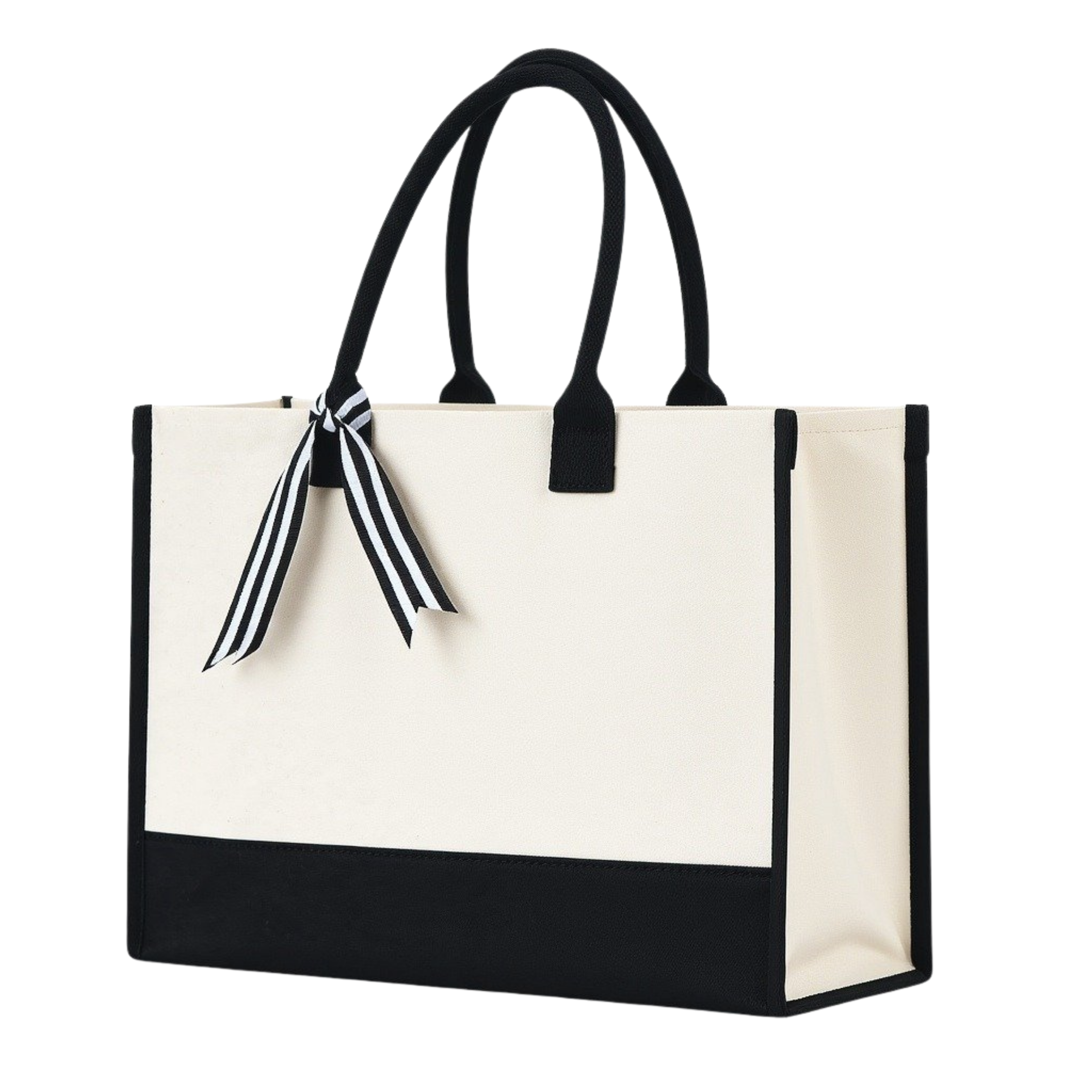Cottonfelt Wedding Canvas Tote Bag with Ribbon & Bottom Board Support – Inside Laminated