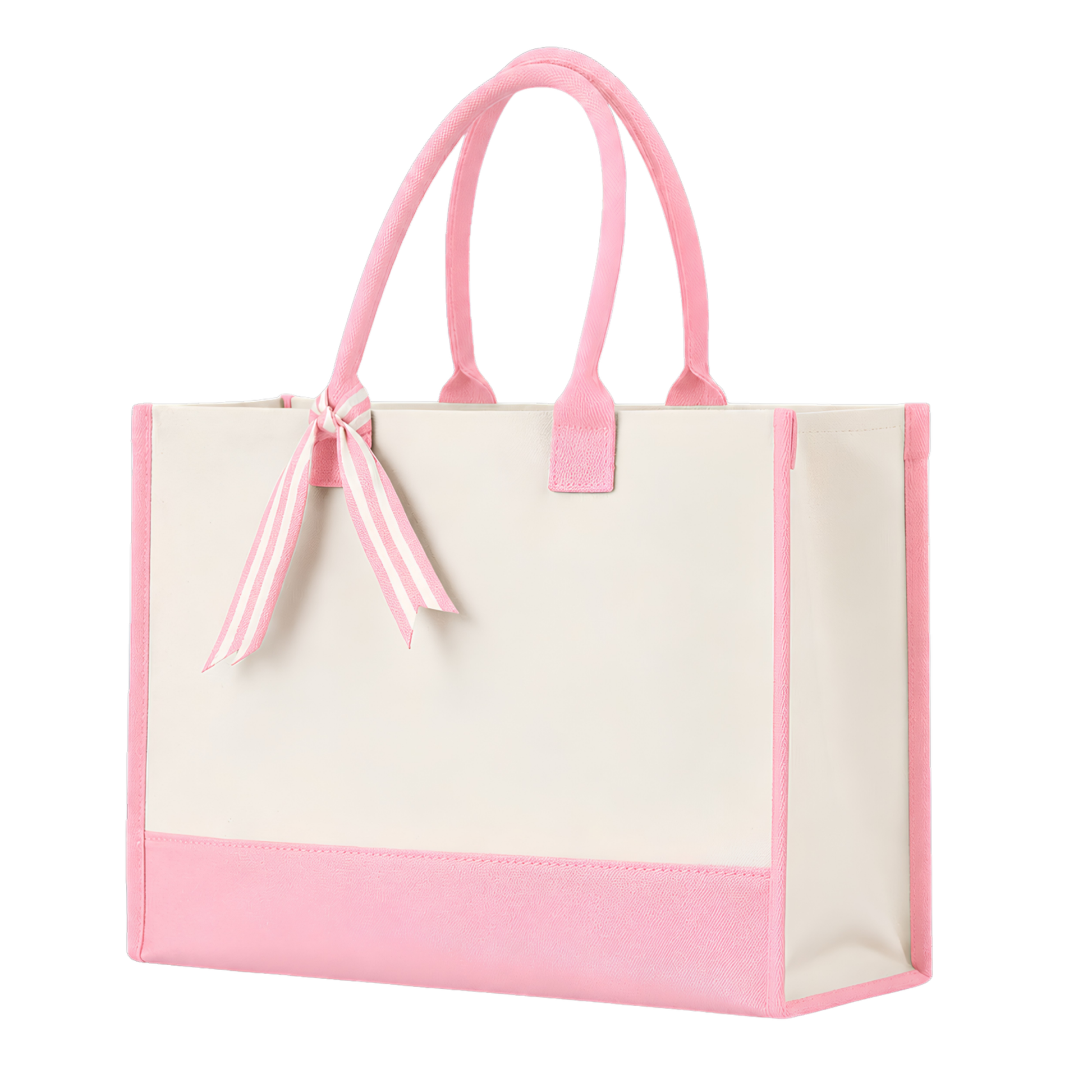 Cottonfelt Wedding Canvas Tote Bag with Ribbon & Bottom Board Support – Inside Laminated