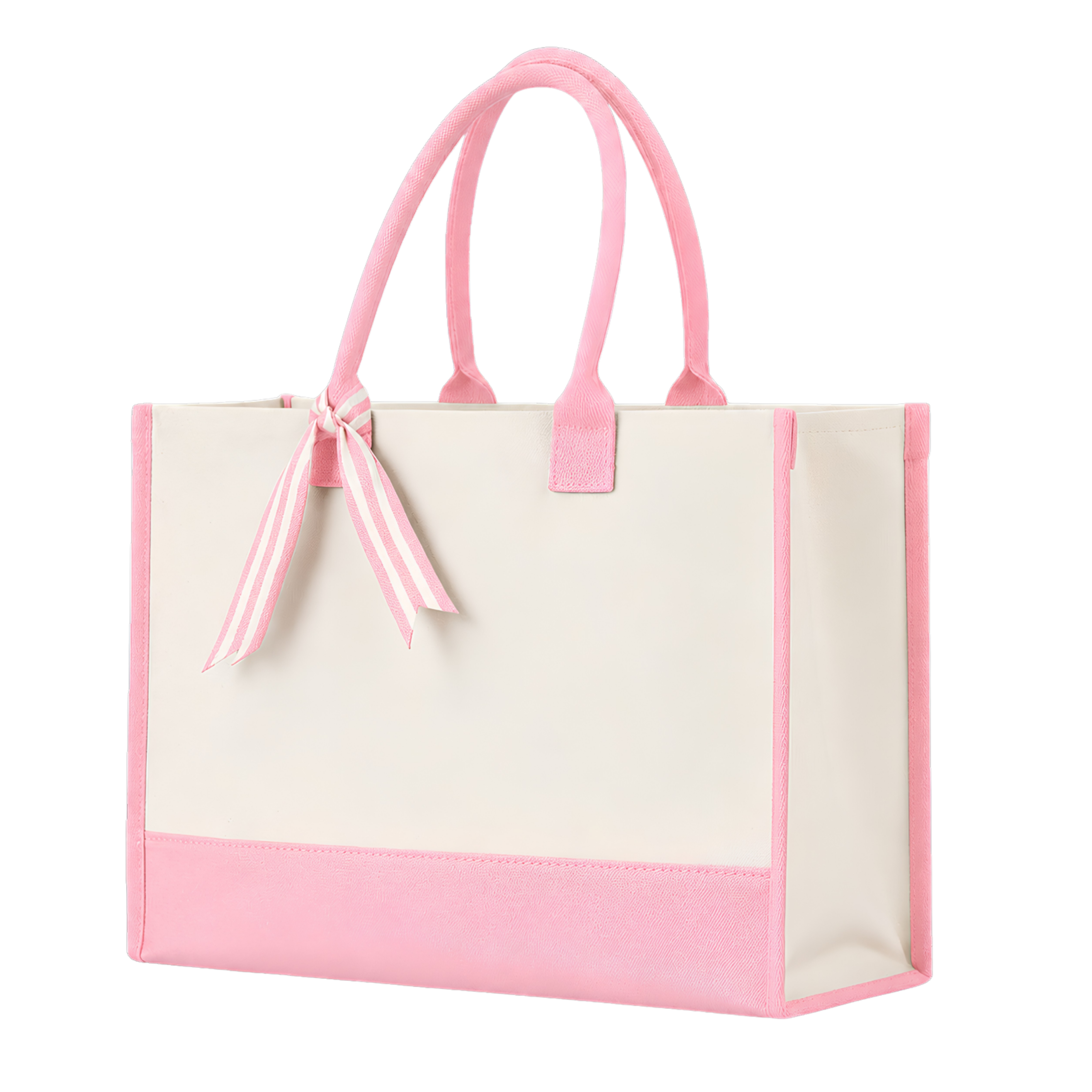 Cottonfelt Wedding Canvas Tote Bag with Ribbon & Bottom Board Support – Inside Laminated