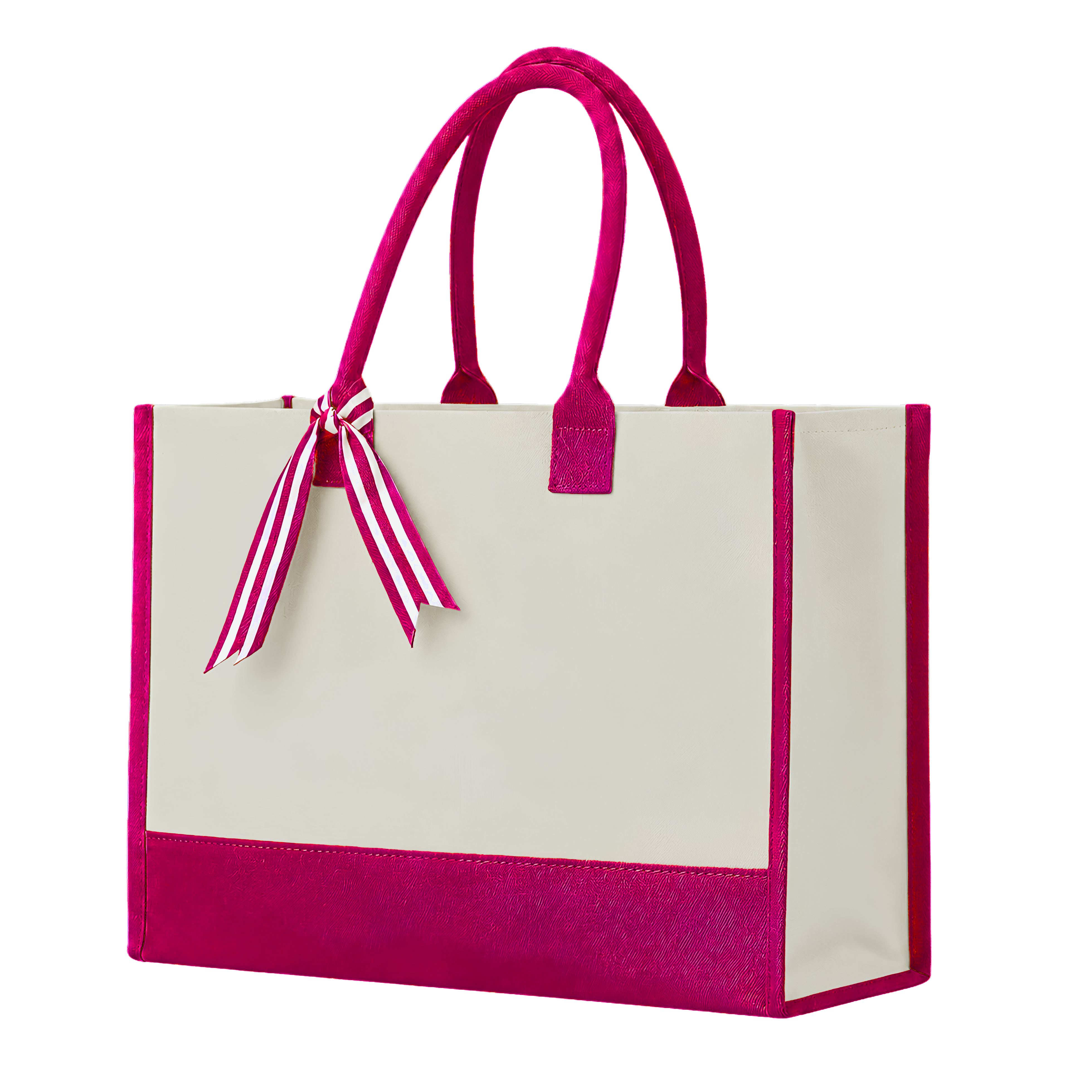 Cottonfelt Wedding Canvas Tote Bag with Ribbon & Bottom Board Support – Inside Laminated